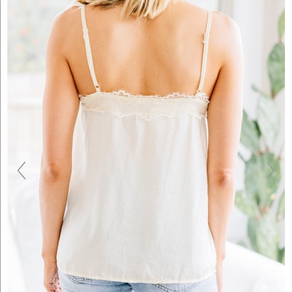 Accept The Truth Ivory White Lace Trim Tank - Picture 4 of 4